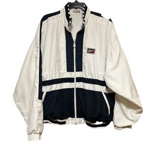 VTG 90s Reebok Track Jacket Men XL Vector Full Zip Colorblock Windbreaker Navy